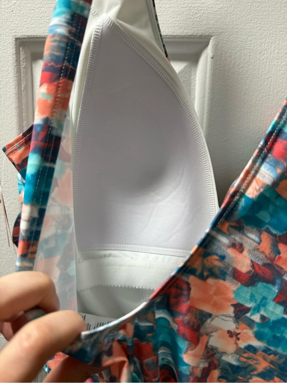 L.L. Bean Floral Brushstroke One-Piece Swimsuit in Teal, Coral, Navy 14 Long